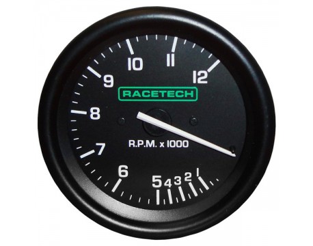 Compte-tours RACETECH diamètre 80mm 0/10000 RPM avec Shift-light.