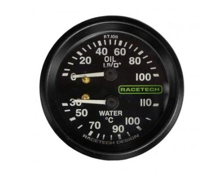 Manomètre de pression d'huile et température d'eau Racetech - ASC
